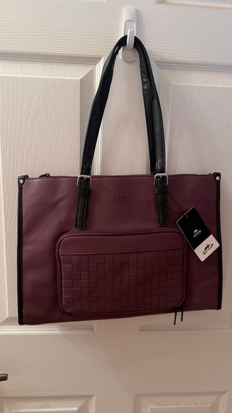 MATEIN Burgundy Laptop Tote with BUILT-IN Insulated Lunch Compartment NWT